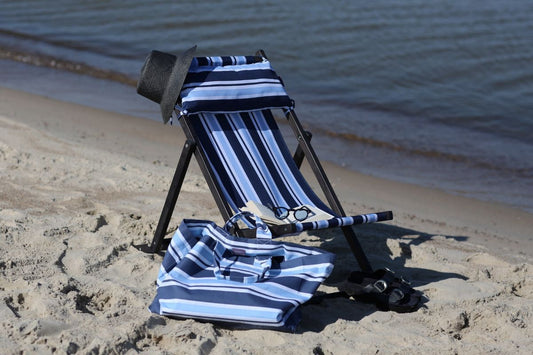 Sulankstoma paplūdimio kėdė - dryžuota mėlyna